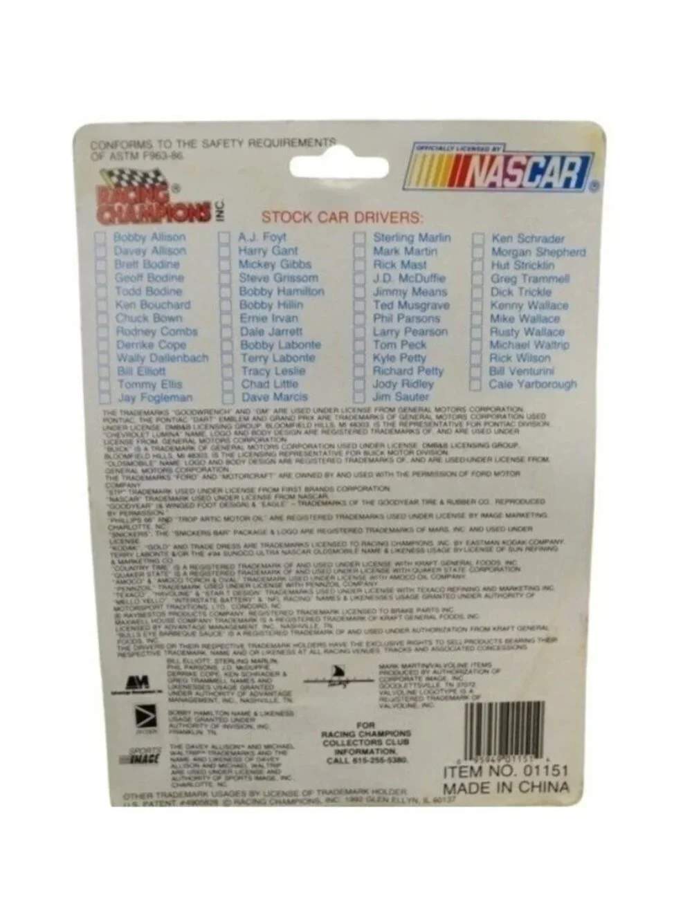 Vintage Die Cast Racing Champions Bobby Dotter #08 Stock Car NASCAR  Card Stand